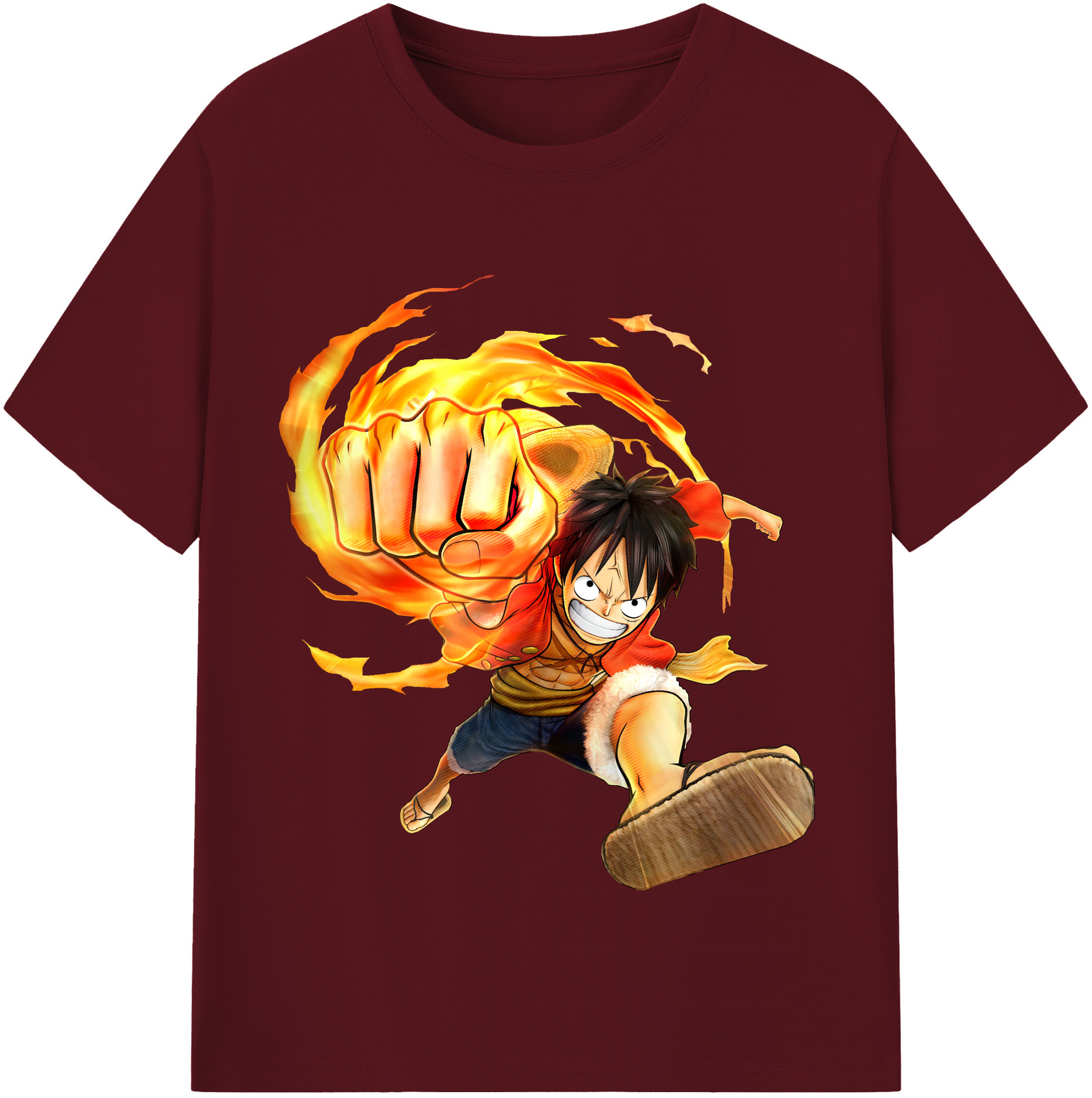 ワンピース モンキー・D・ルフィ ONE PIECE Monkey D. Luffy 綿100％半袖Tシャツ（フロントプリント）